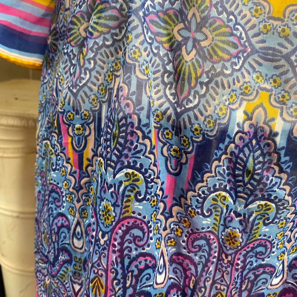 Dress barn swim coverup sheer v-neck paisley drawstring, Woman one size fits all - Picture 5 of 7